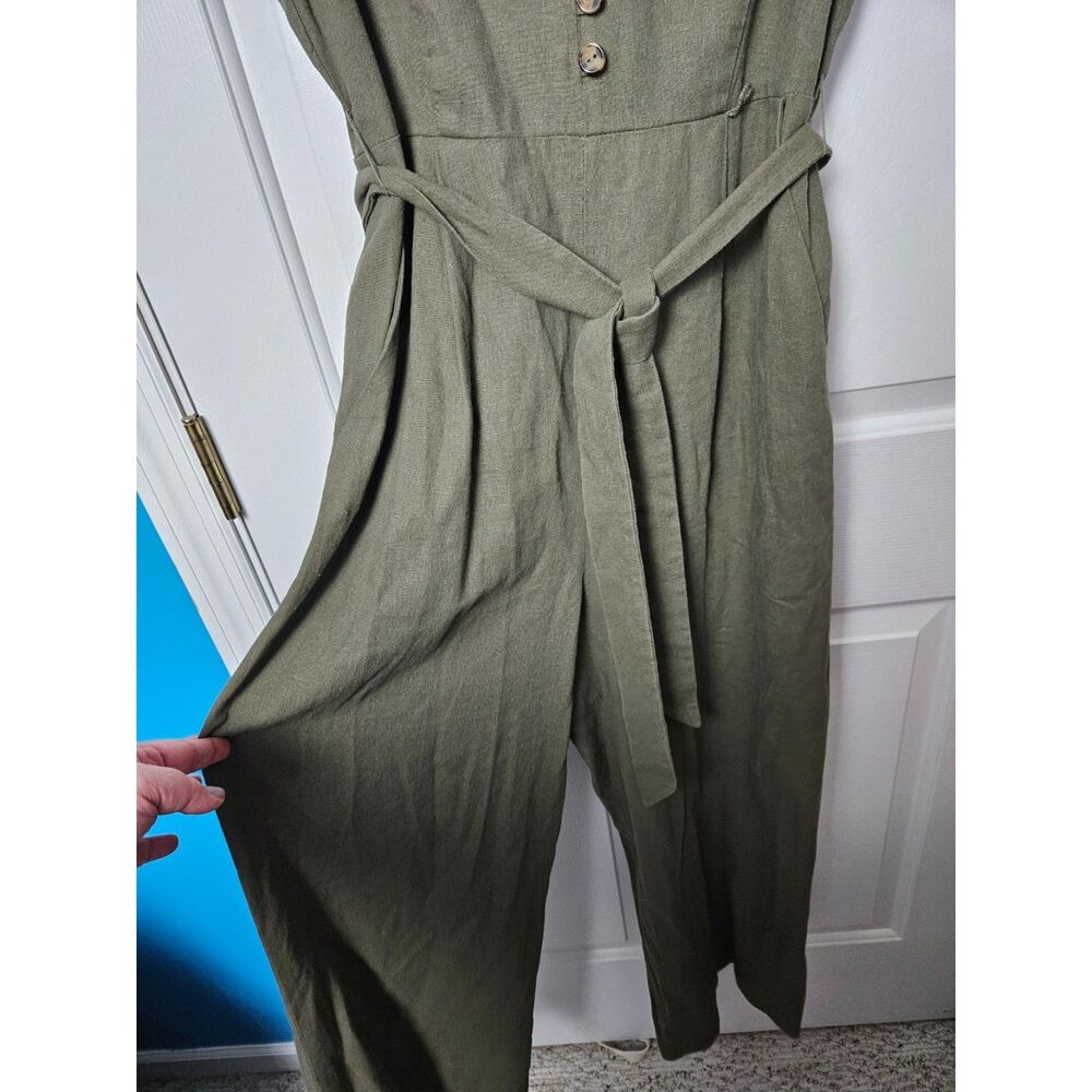 Calvin Klein Size 10 Green Jumpsuit Linen Blend - Picture 2 of 6